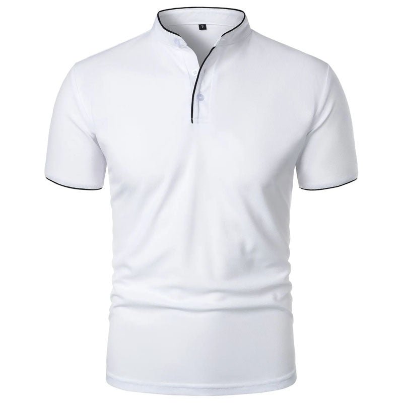 Victor Duval Stand Collar T-Shirt with Contrast Trim - Intofa