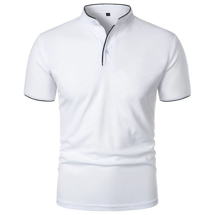 Victor Duval Stand Collar T-Shirt with Contrast Trim - Intofa