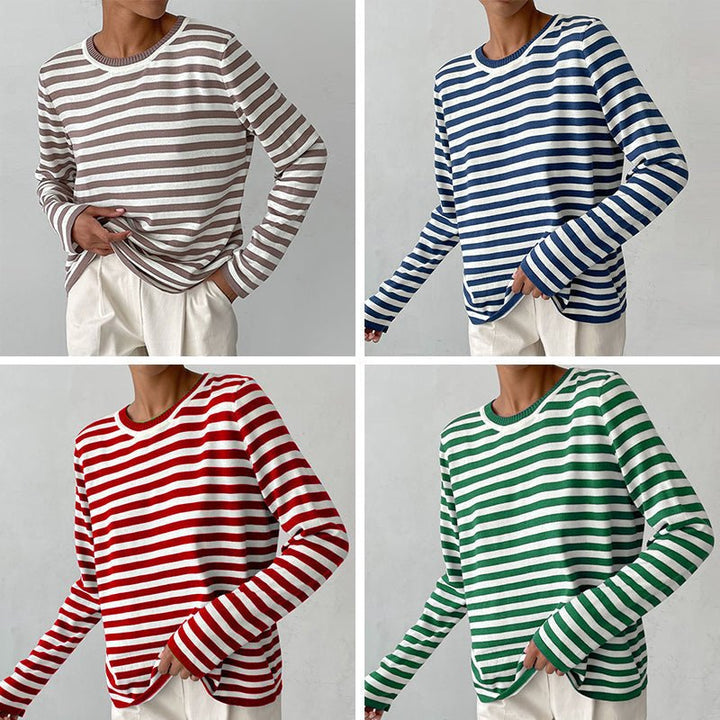 Vivian Prescott Chic Striped Long - Sleeve Shirt - Intofa