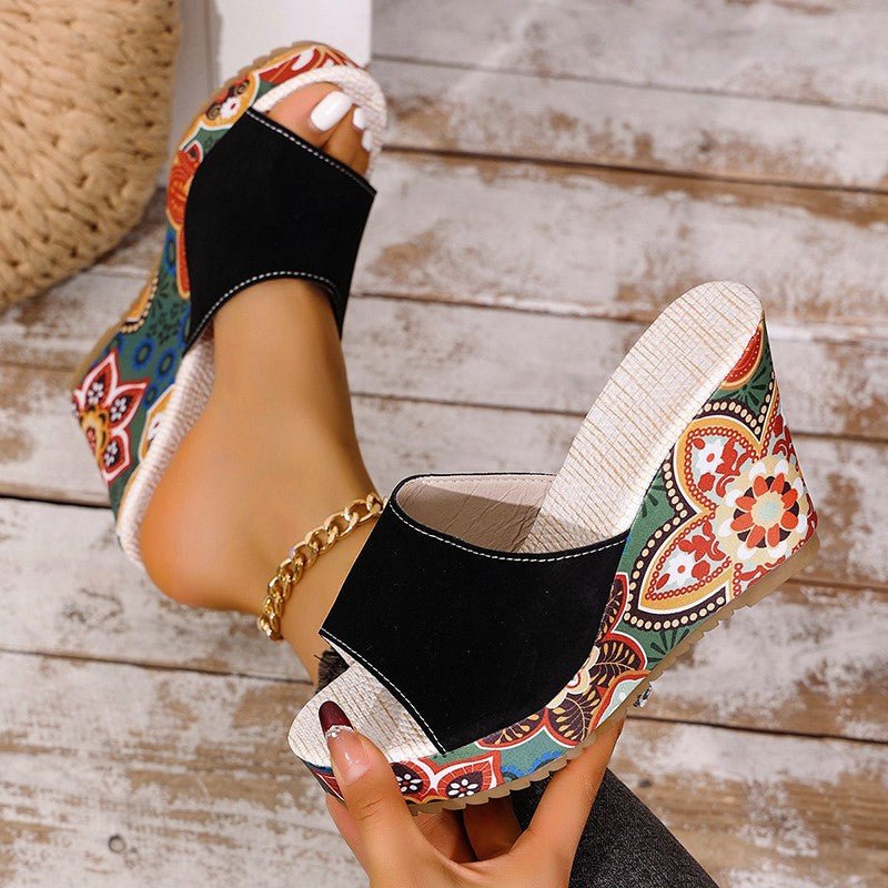 Vivian Prescott Velvet Boho Wedge Sandals - Intofa